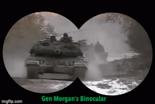 two pictures showing tanks driving through a river