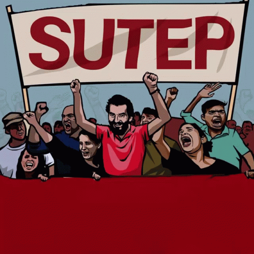 an image of people holding a banner that reads sutep