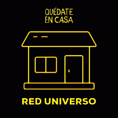a neon neon blue outline image of a house with the words qutate en casa in it