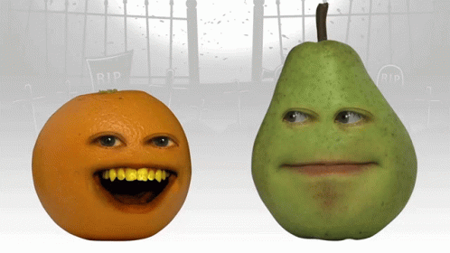 there are two fruit shaped like characters