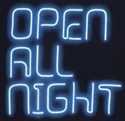 neon words spell out the words open all night