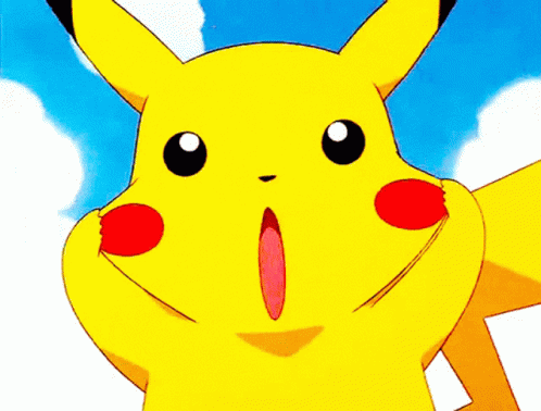 the blue pokemon has its tongue out in front of a yellow background