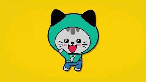 a cartoon cat with a green hoodie on