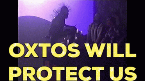 a person in a band with text overlaying them that says oxtos will protect us