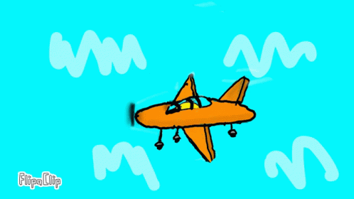 the airplane is flying very high on the yellow background