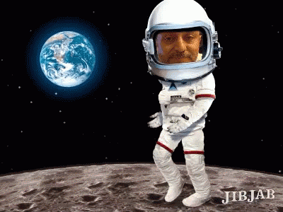 a picture with a man in astronaut gear standing on the moon