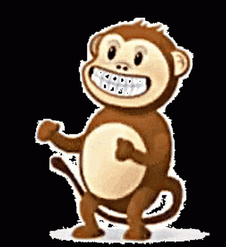 a cartoon monkey with an eye patch in his mouth