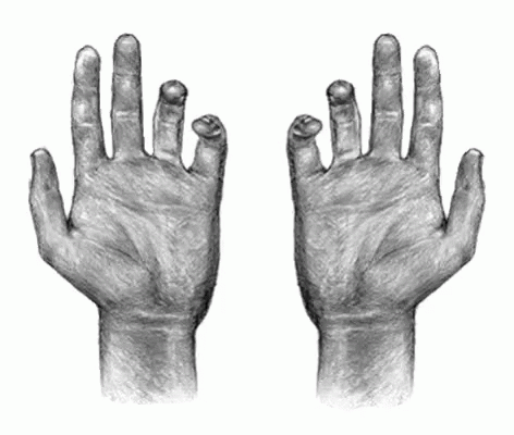 a drawing of two hands reaching up into the air
