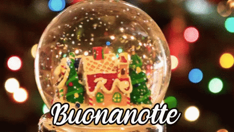 a snow globe with an animated image of a town