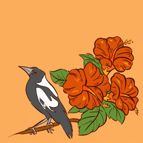 the blue flowers are in the plant beside the bird