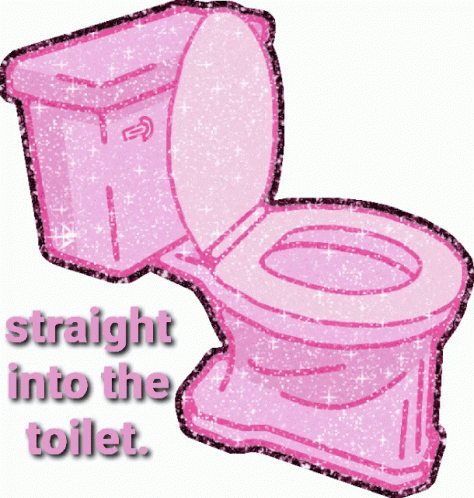 a drawing of a purple toilet with the words straight into the toilet