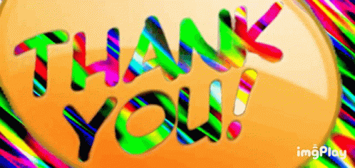 a multicolored thank you image is seen here