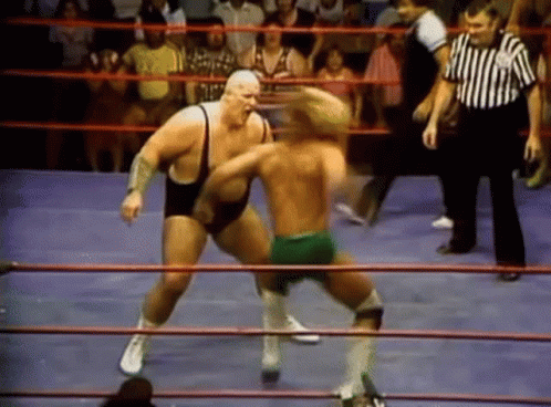 two wrestlers in their wrestle in the ring