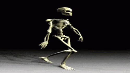 a full size 3d image of a skeleton dancing
