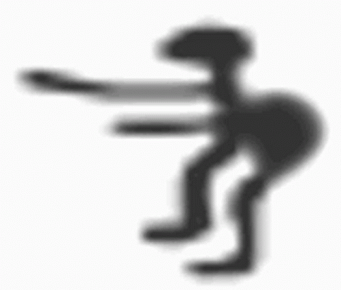 a shadow showing an action figure in black on a white background