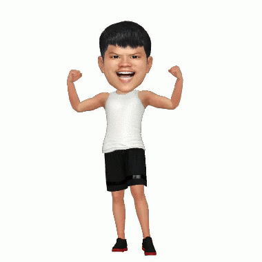 3d cartoon character with black shorts giving the thumbs up