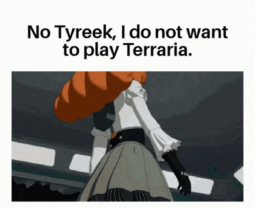this is a poster for the story, no tyrek, i do not want to play terraria
