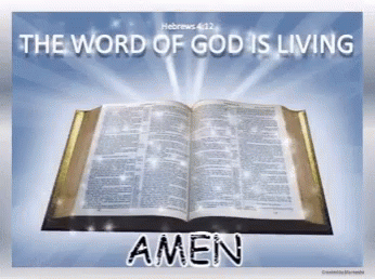 an open book with the word of god is living