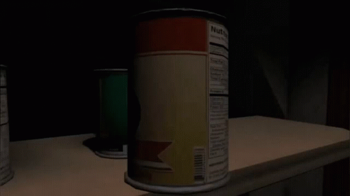 the can of paint is left in the darkened room