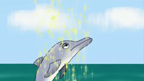 a dolphin is jumping up into water to get in the pool
