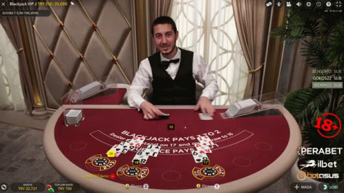 a man playing crap in a blackjack game