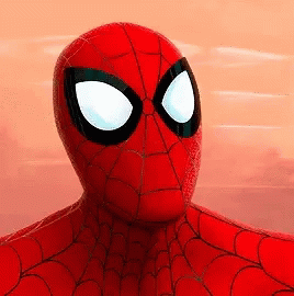 a blue spider man with white eyes stares towards the sky