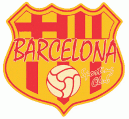 barcelona crest with a blue and green stripe and a white volleyball