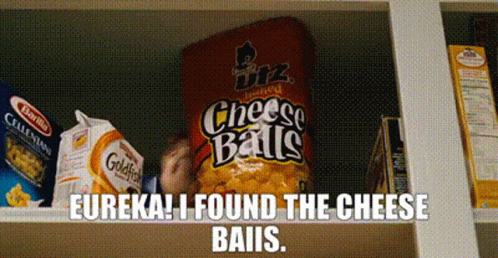 an advertit for cheese balls on a shelf