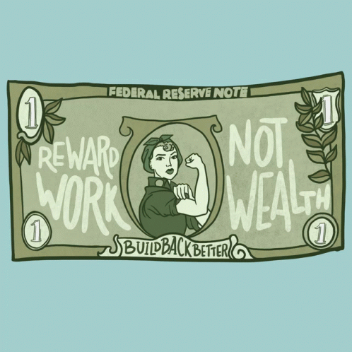 a drawing of a woman's money on the side of it