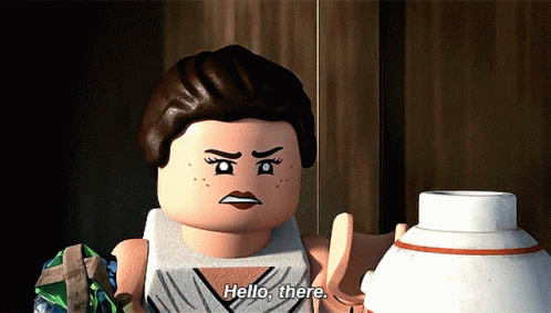 lego character in the middle of a cartoon scene with a vase