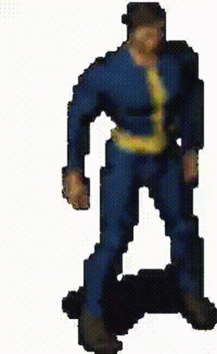 pixel art picture of an image of an evil man in blue