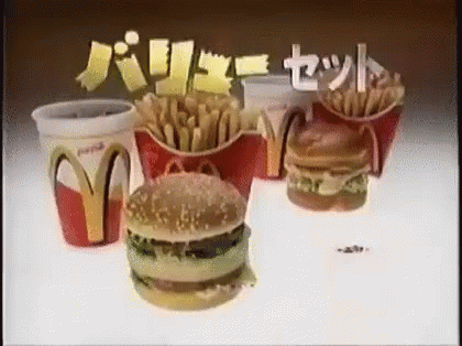 an advertit is depicted with some fast food