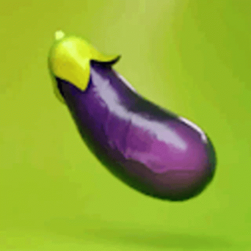 an eggplant with a leaf cutout on it