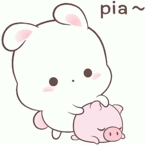 a drawing of a small animal and a pig