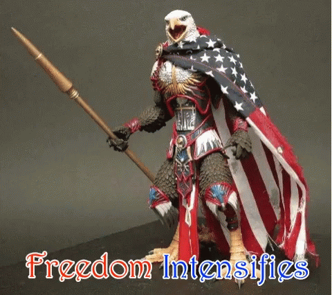 a figurine that is holding an american flag