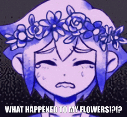 a cartoon style anime girl with a flower headband