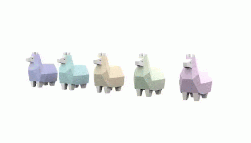 six animals made from different shapes and colors