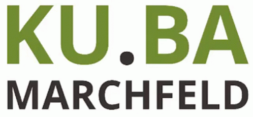 a close up view of a green and black text that reads kuba marchfield
