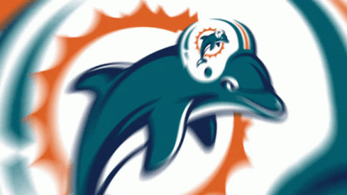 a brown dolphin with a helmet on, is surrounded by the logo