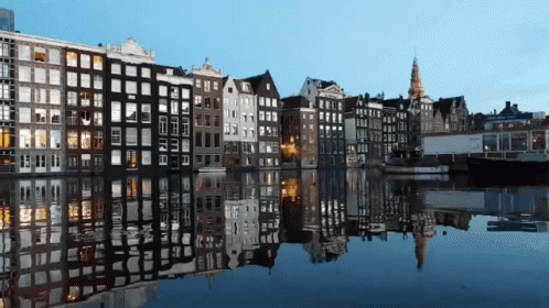 city buildings reflect off the water in a pograph
