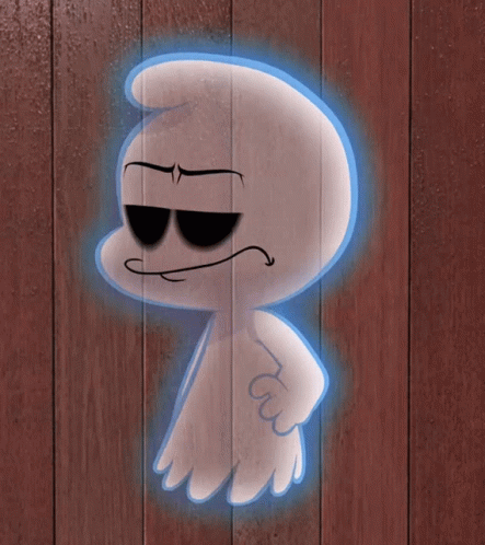 an animated character is appearing on a wooden surface