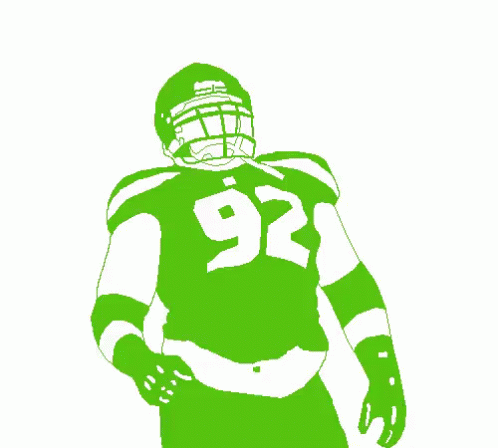 an illustration of a football player in the green and white jersey