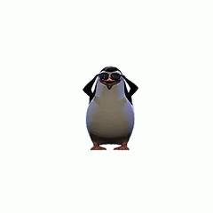 the penguin is dressed as a penguin standing in front of a white background