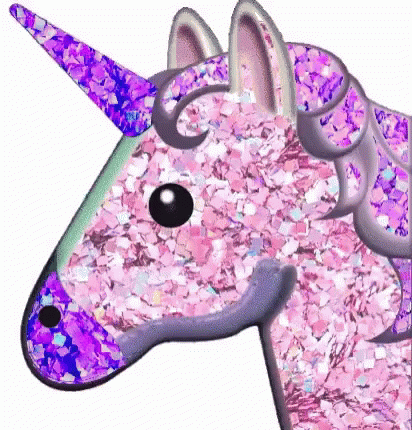 a pink and gray plastic unicorn toy with a large horn on top