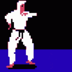 an image of a pixelated character in white on a black background
