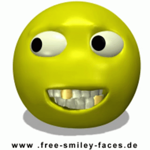 a cartoon smiling green ball with an emotication on the front