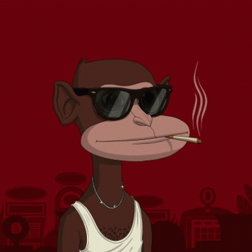 cartoon gorilla smoking cigarette wearing glasses and tank top