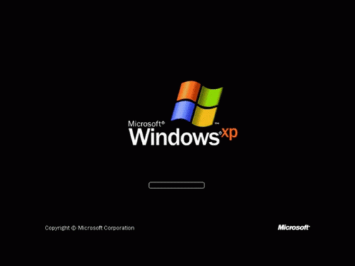 the screen that shows the windows xp logo and its interface