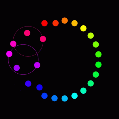 a circular pattern made up of colored circles