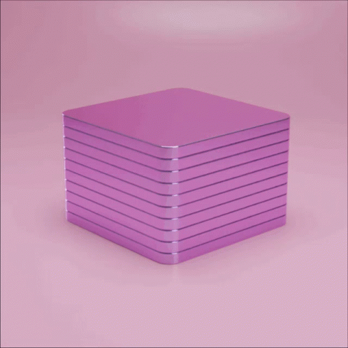 the purple cube on top of each other